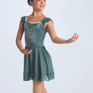 Weissman Twirl Girl Dance Outfit Costume  Size IC or 7/8 Velvet Sequin Lace